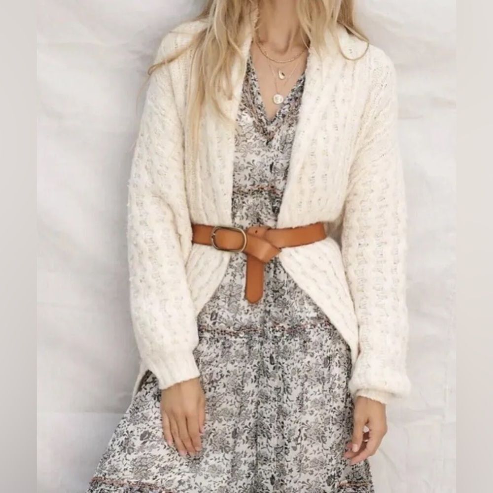 Anthropologie Chunky Knit Oversized Cardigan Sweater I4